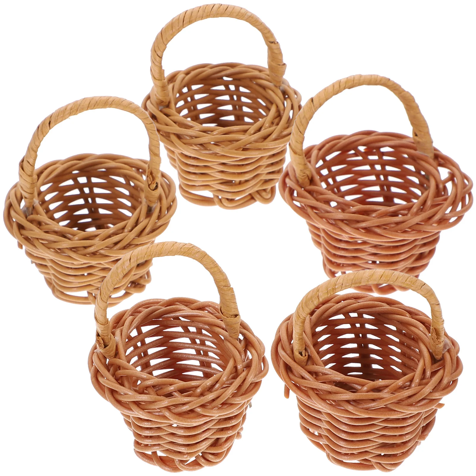 

5Pcs Mini Bamboo Basket Rattan Material Lightweight Portable Kids Toy Decor Storage Laundry Fruit Room Mini House