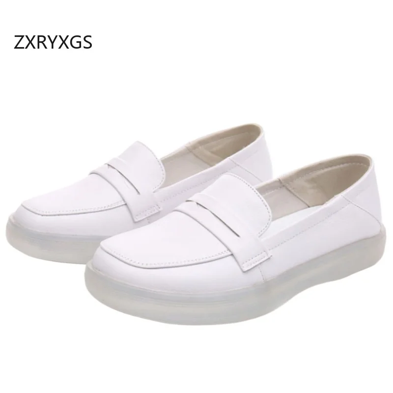 

Женские туфли ZXRYXGS 2026: Новинка, из натуральной кожи, белые, на мягкой подошве, удобные, модные, повседневные, для врачей и медсестер, для путешествий
