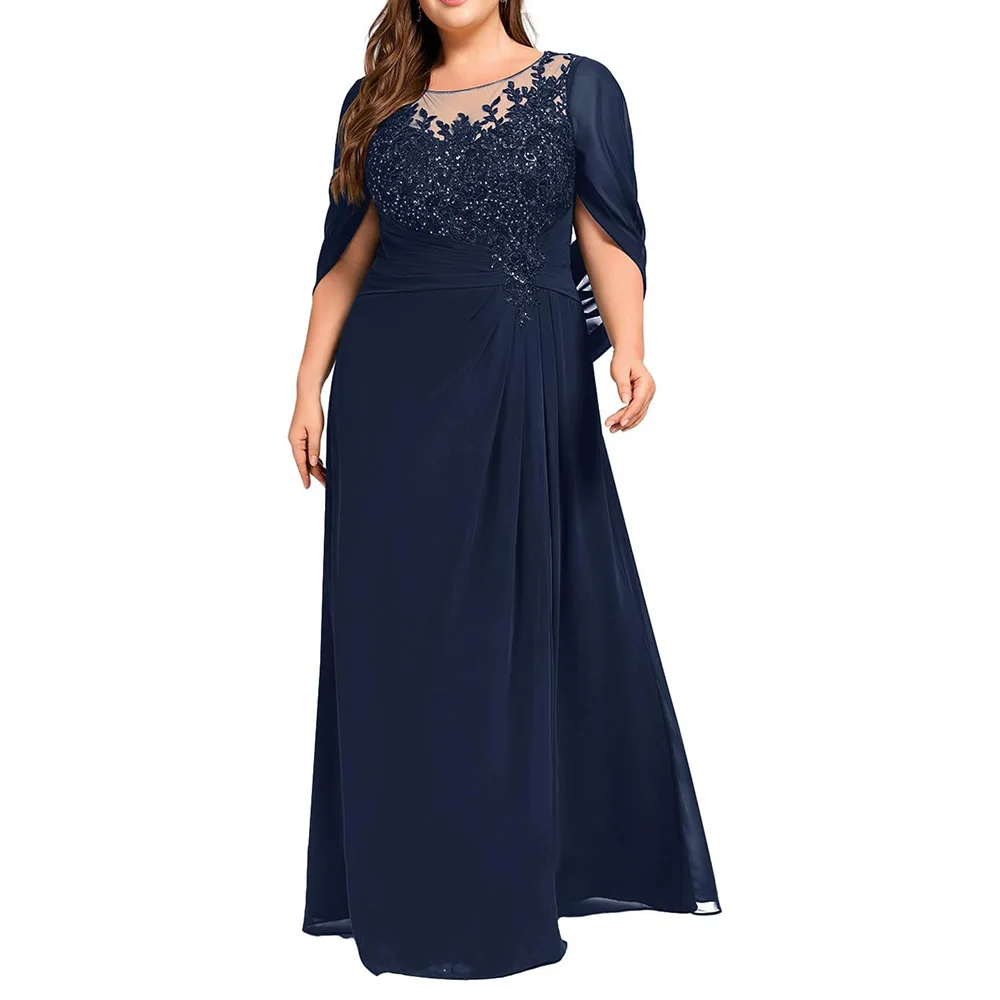 

Плиссированные платья для матери невесты с блестками по индивидуальному заказу, длинные шифоновые платья с короткими рукавами для матери невесты на свадьбу