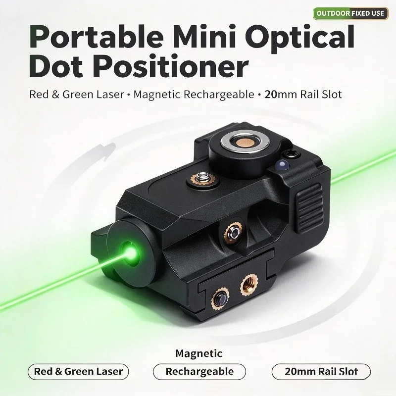 Portable Mini Red Green Laser Calibrator Magnetic Rechargeable 20mm Rail Slot Fixed Outdoor Optical Dot Positioning Instrument