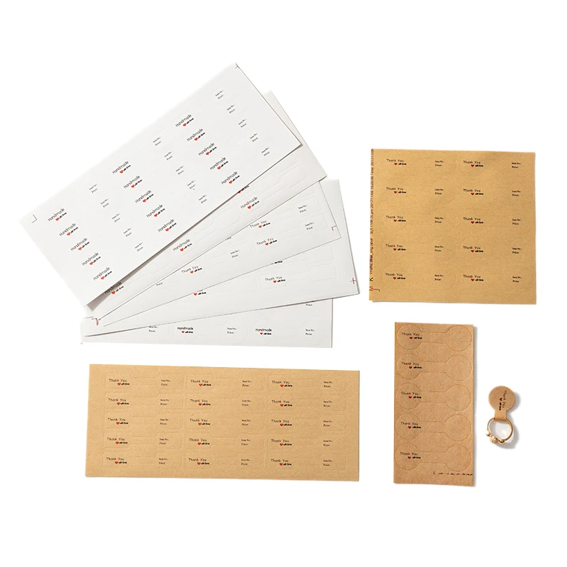 100pcs Self Adhesive White Kraft Blank Price Tag For DIY Necklace Ring Labels Sticker Packaging Display Jewelry Making Findings