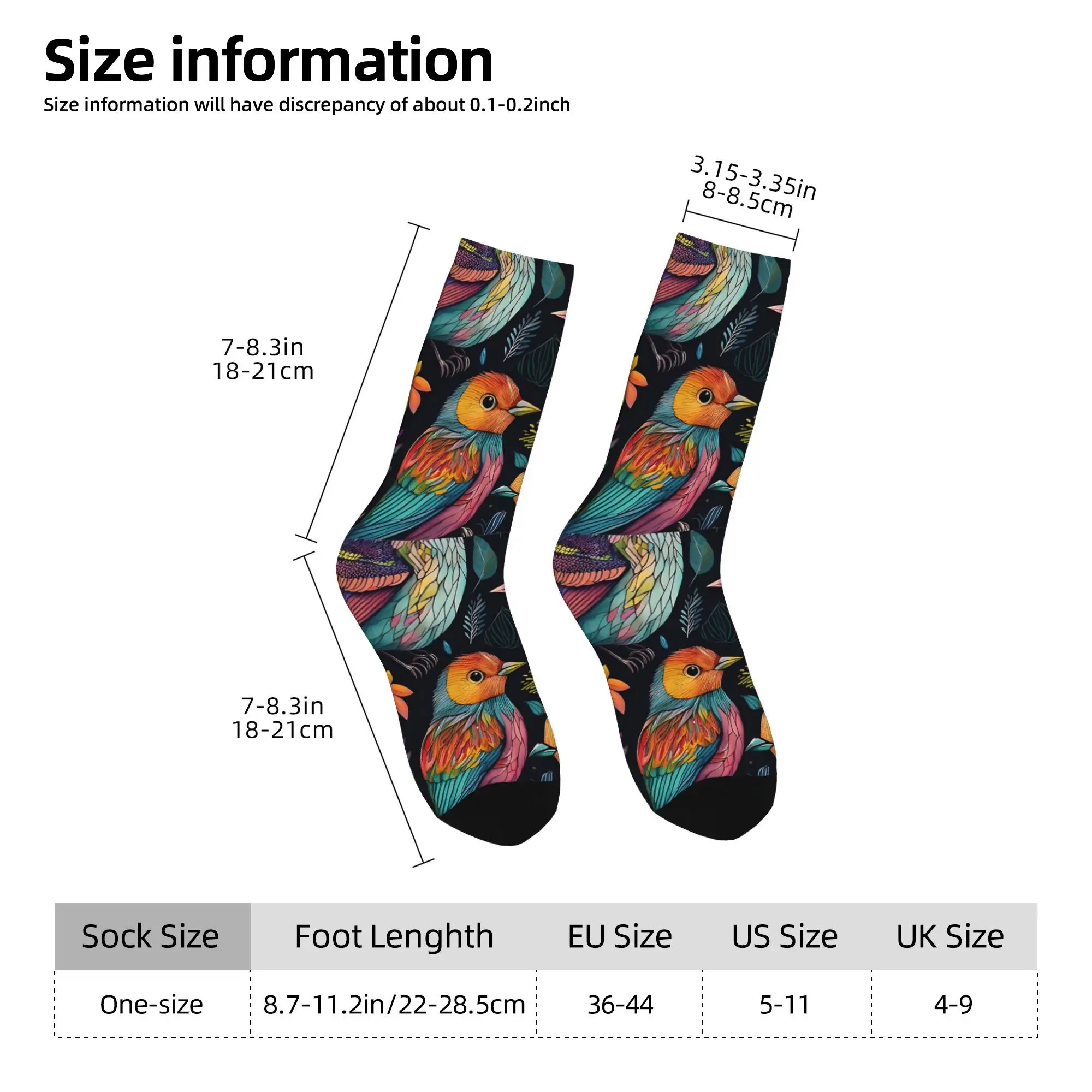 1pc Rainbow Birds Of Paradise Printed Men's Socks  Novelty Hip Hop Harajuku Pattern Crew Sock Casual Gift