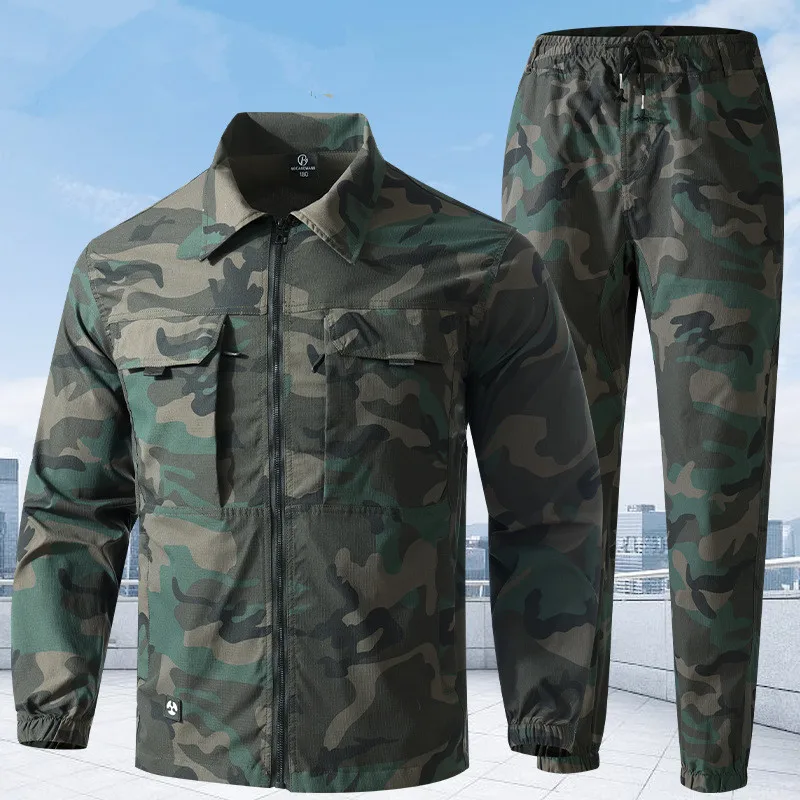 Outdoor Spring Autumn Thickened Wear Resistant Casual Workwear Welder Clothes Mesh Hooded Double Crotch Labor Protection Suit