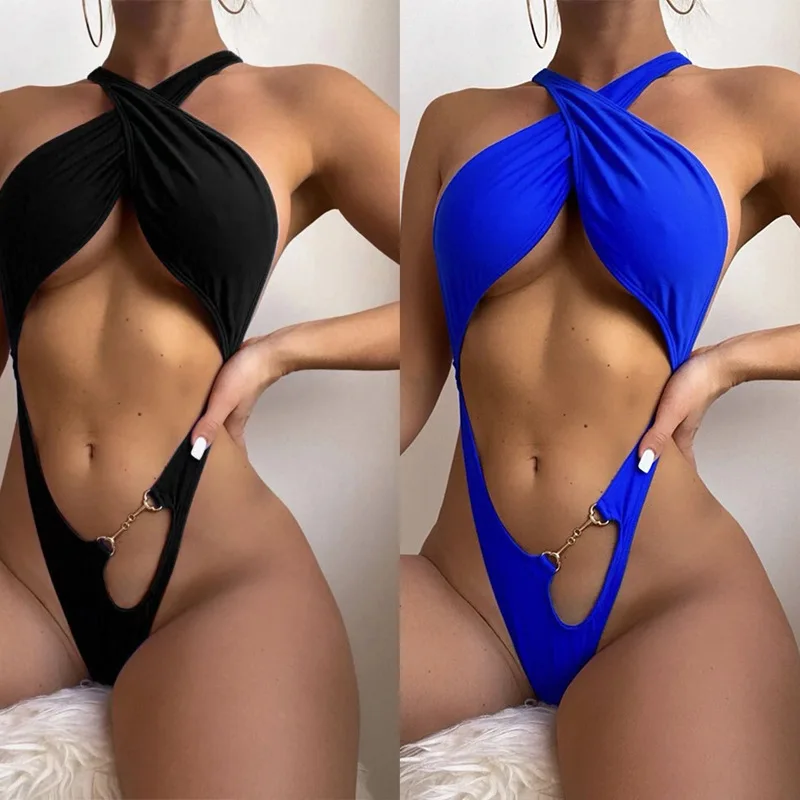 

New Solid Color Sexy Strap One-piece Sexy Swimsuit Bikini