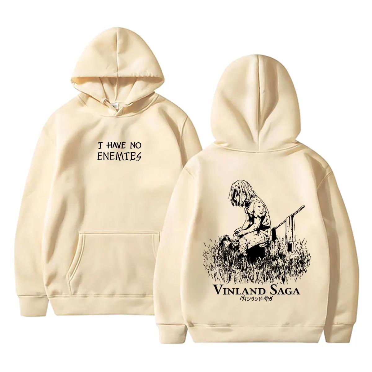 Anime Vinland Saga Thorfinn Ich habe keine Feinde Grafik-Hoodie Herren Damen Manga Lässiger Oversized Hoodie Vintage Streetwear – Detail 7