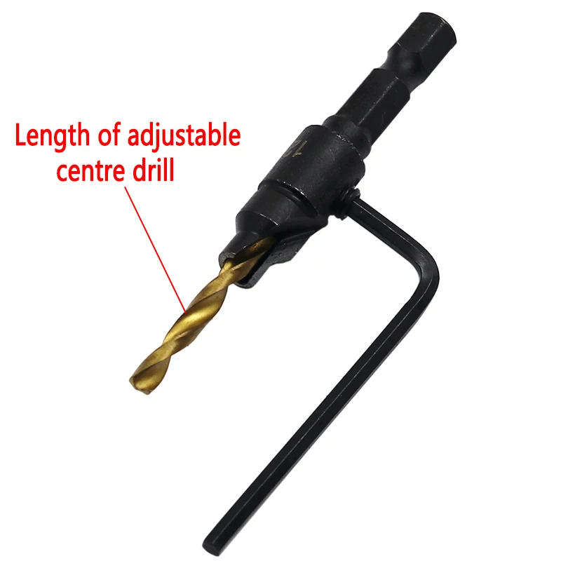 5개입 카운터싱크 드릴 목공 드릴 비트 세트 나사 크기용 파일럿 홀 드릴링 # 5 # 6 # 8 # 10 # 12