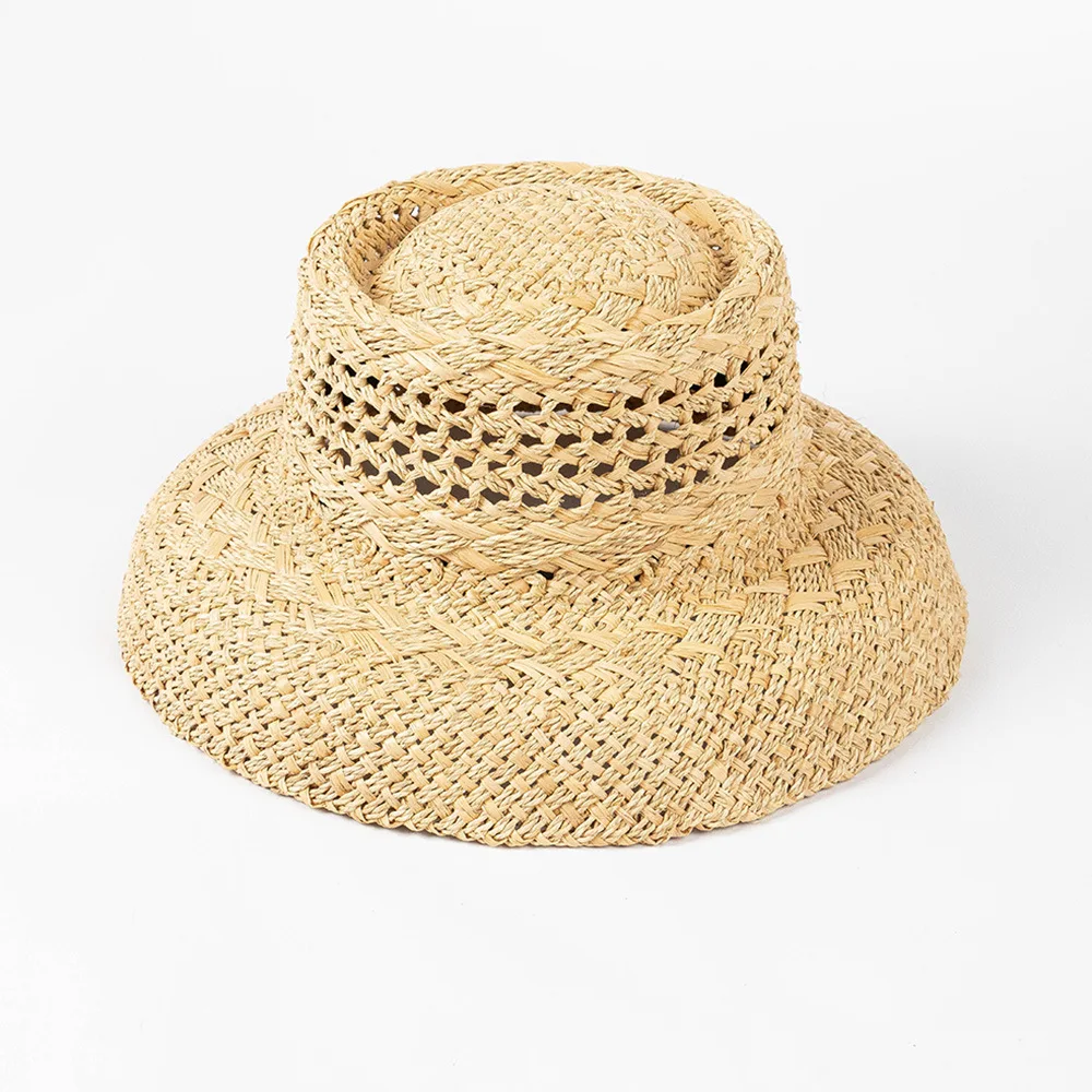 New Cloche Raffia Sun Hat for Women Summer Hat Designer Hollow Straw Hat Natural Handmade Bucket Hat Beach Hat Outdoor Party Hat