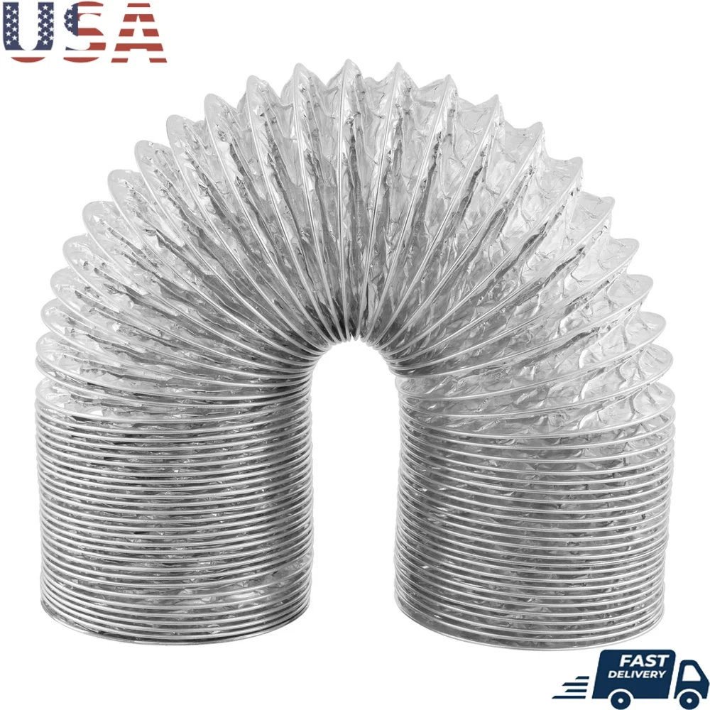 Conector de aire de papel de aluminio Flexible de 4 pulgadas x 8 pies, ventilación de escape, alambre resistente a pinchazos, hélice UL 181 Clase 1, uso en ventilador de baño