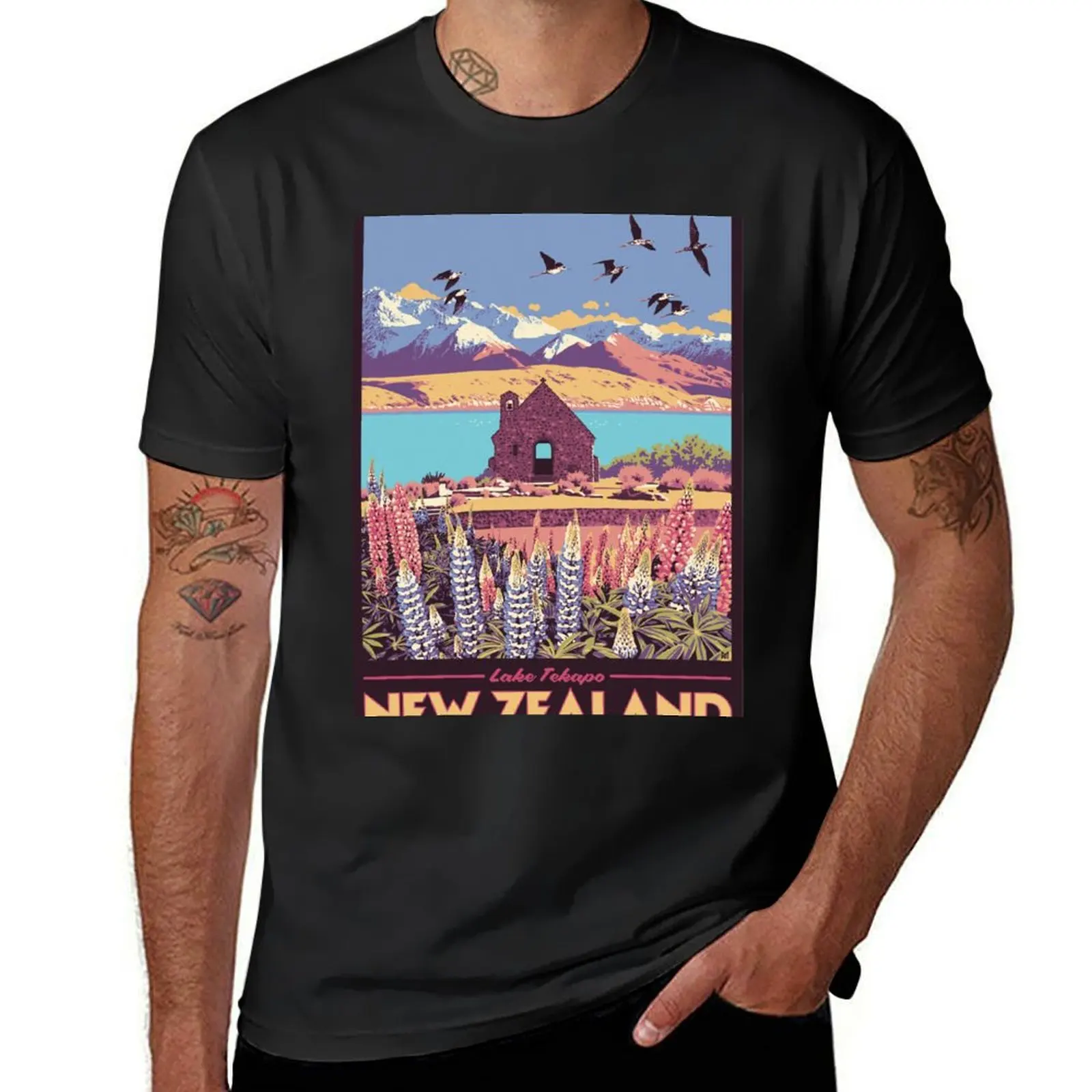 Lake Tekapo T-Shirt oversized kawaii clothes tees men t shirts