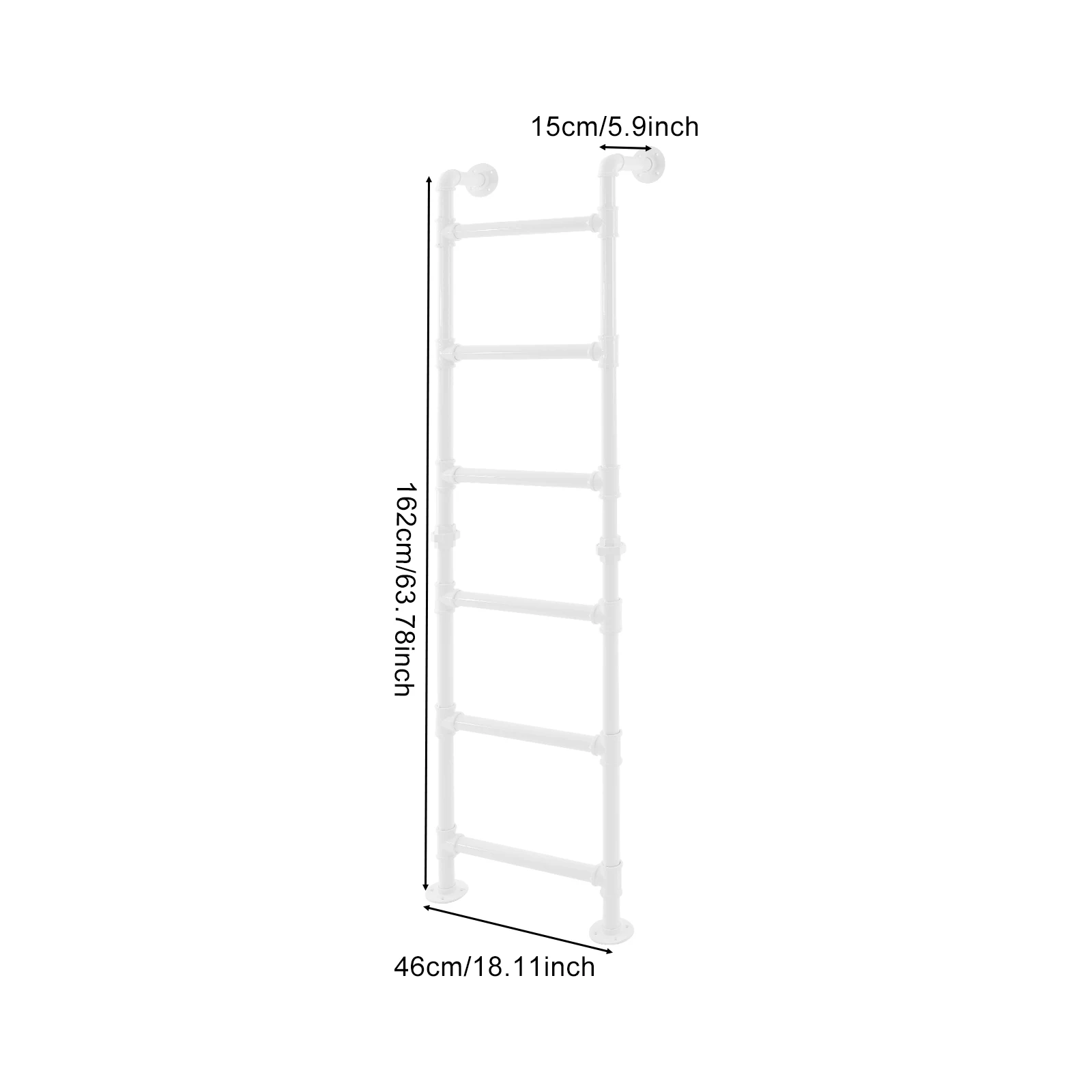 سلالم معدنية مثبتة على الحائط بارتفاع 162 سم، باللون الأبيض، سلم مستقيم بـ 6 خطوات للمنزل، مسكن، بئر النافذة، Egress #6