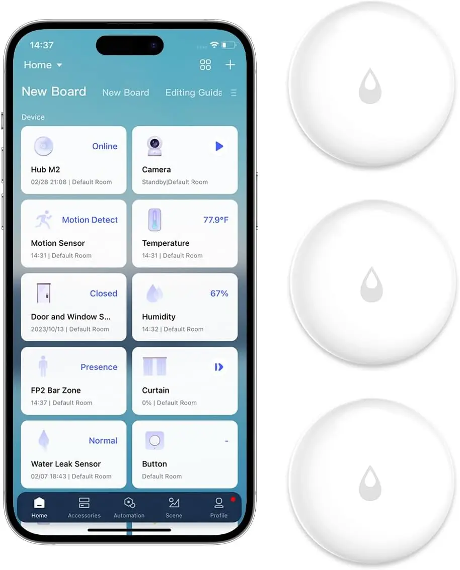 

3-Pack Zigbee Wireless Water Leak Detector for Smart Home Alarm, Works with IFTTT and Major Hubs