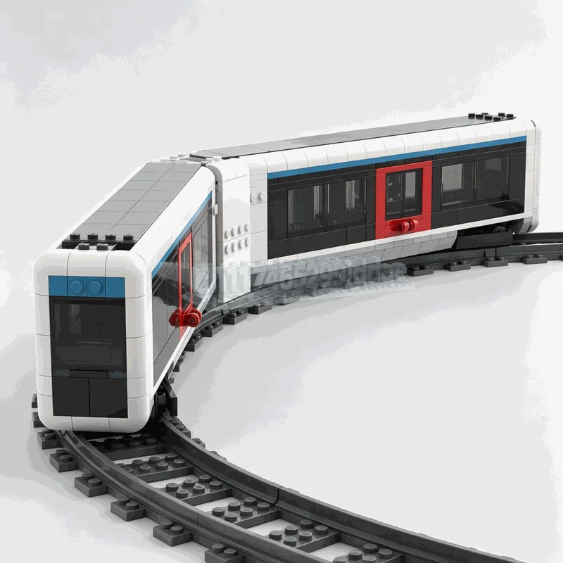 NEW 1073PCS MOC City Scale Articulated Metro Subway Train Model Custom Building Blocks DIY Creative Urban Rail Assembly Toy Gift
