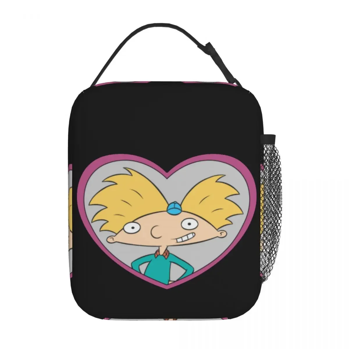 Hey Arnold Pink Heart Arnold Insulated Lunch Bag for Women Leakproof Thermal Cooler Bento Box Kids School Children