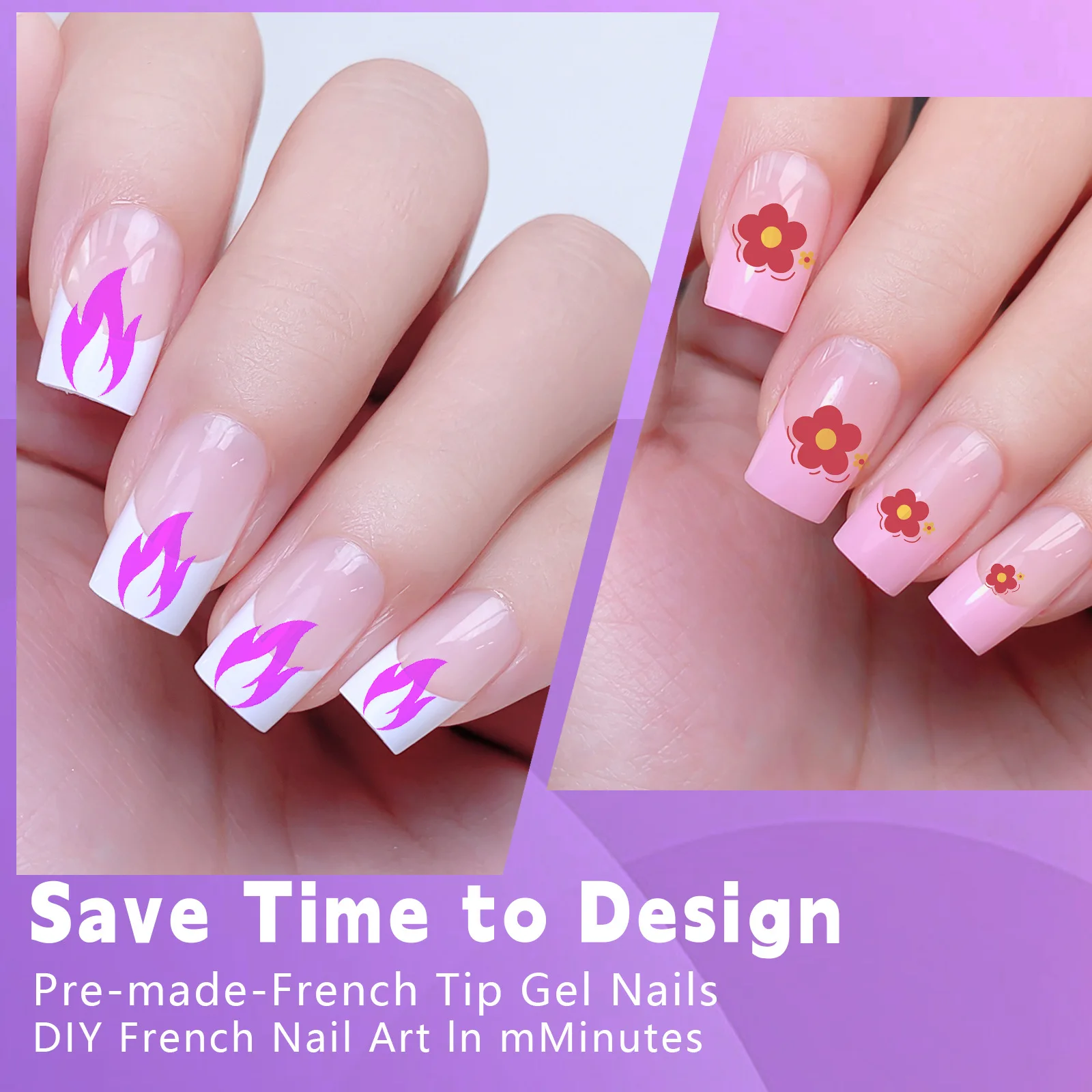 Faux ongles français à pression à la mode IMAFrench N64.Square, nail art européen et américain N64.4 paquets