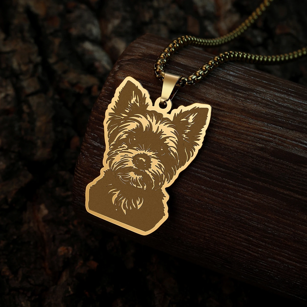 Cute Funny Kids Gifts Necklace Yorkshire Terrier Dog Stainless Steel Pendant Choker Thick Chains Necklace for Women Men Jewelry