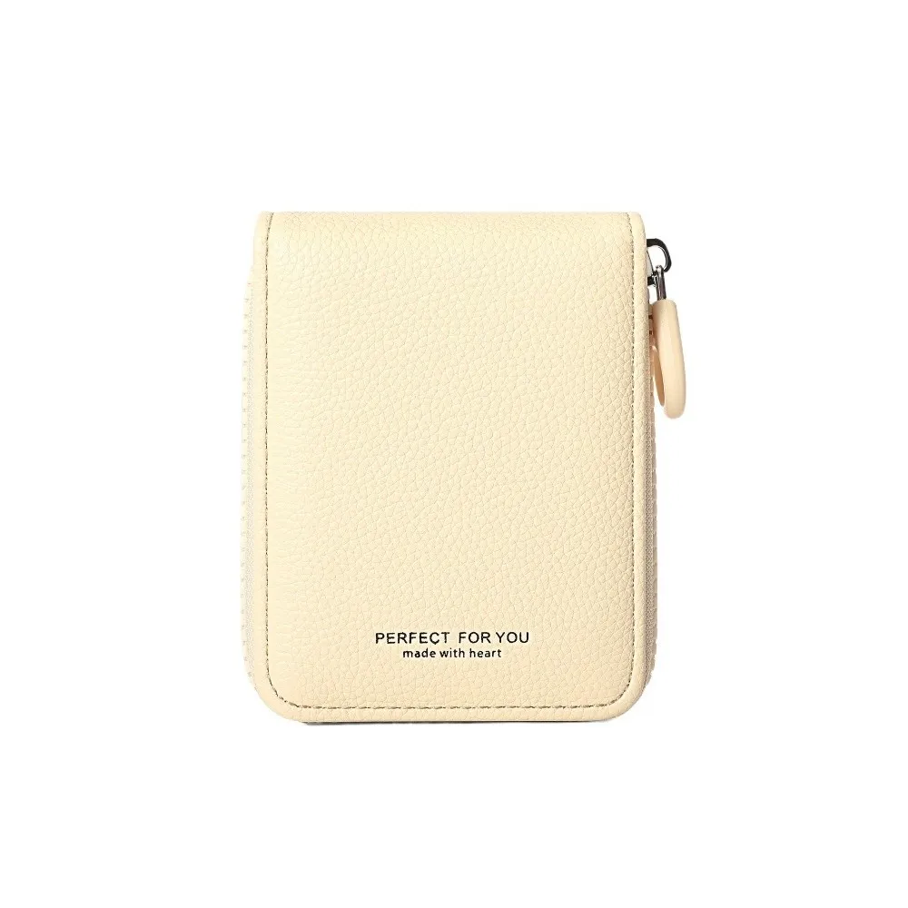 Elegante portafoglio corto da donna ultra sottile con cerniera pochette corta porta carte in pelle PU portamonete multifunzione da esterno