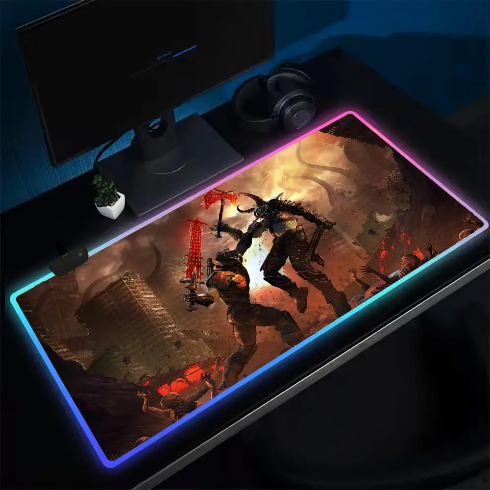 Shock player D-Doomes Mouse Pad Anime Gaming Mouse Pad LED Table Pads Backlit Rubber Desktop XXL Mousepad RGB Desk Mats