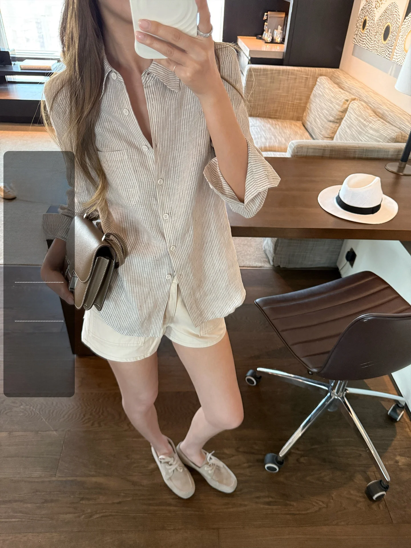 

4PRIL Casual Style Women's Shirt Half Sleeve Full Linen Slimming Waist Design Spring Summer Fashionable Striped Short Top