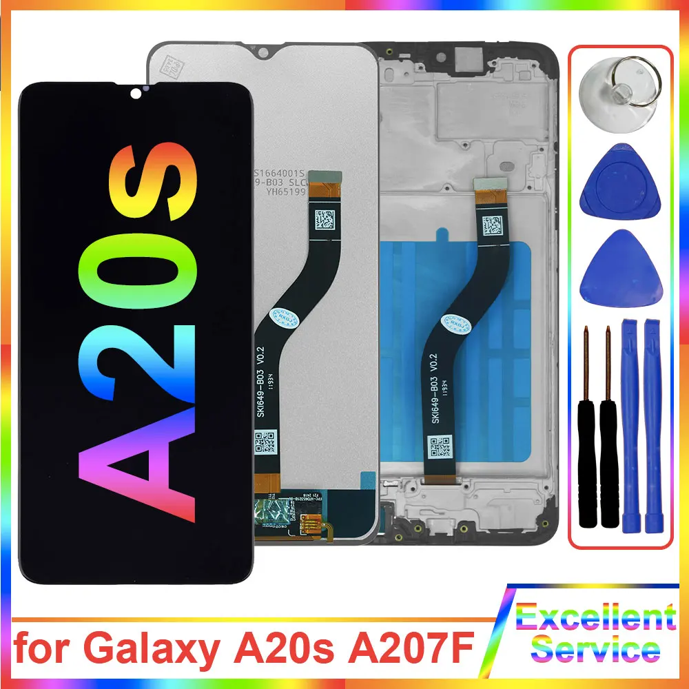 

AMOLED for Samsung Galaxy A20s LCD Display Touch Screen Digitizer Replacement for Samsung A20s Screen A207 A207F LCD Assembly