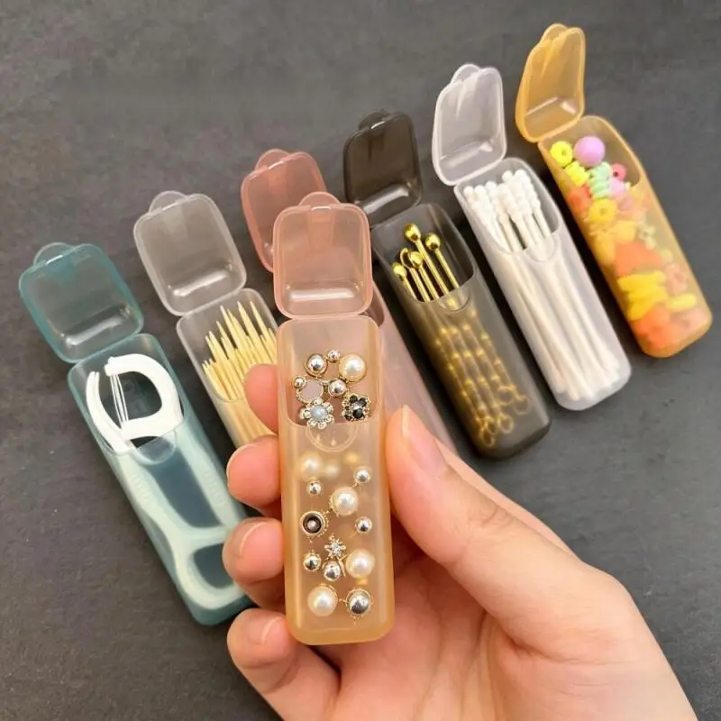 5pcs Mini PP Plastic Storage Boxes Random Colors Small Parts Organizer for Travel Toothpicks Dental Floss Jewelry
