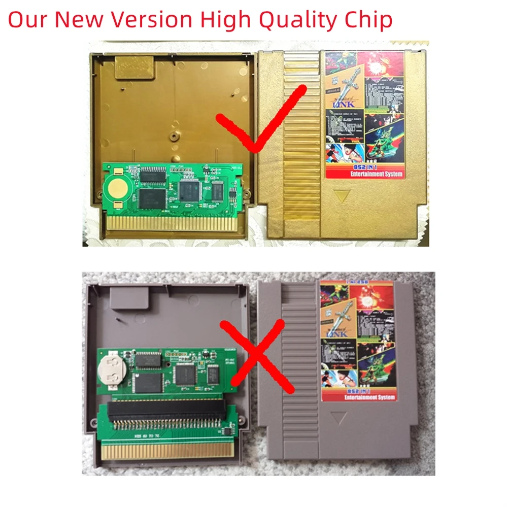 Upgrade Chip Game Cartridge For NES Video Game Console 72 pin 852 in 1 Games Card For PAL/NTSC Support Save