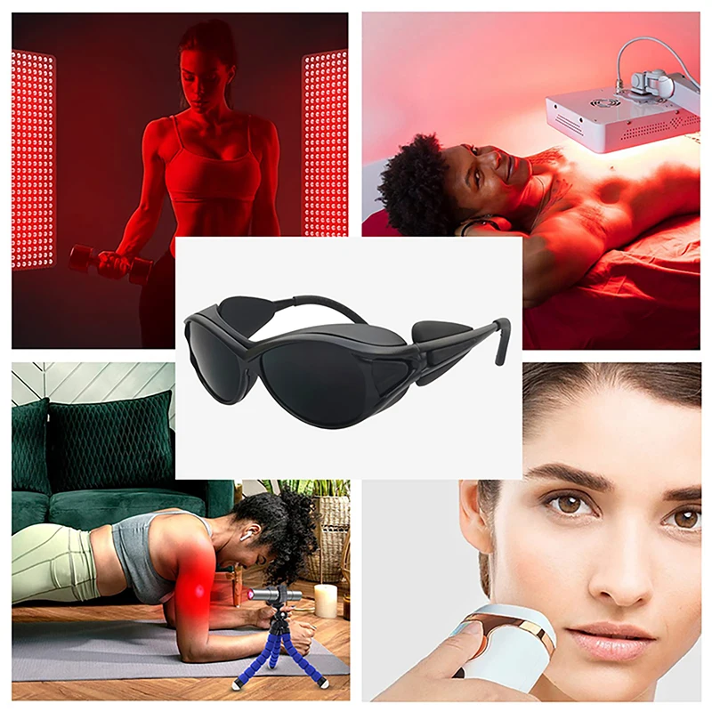 

Red LED Infrared Light Protective Glasses UV Blocking IPL Laser Safety Goggles for Tanning Eye Protection