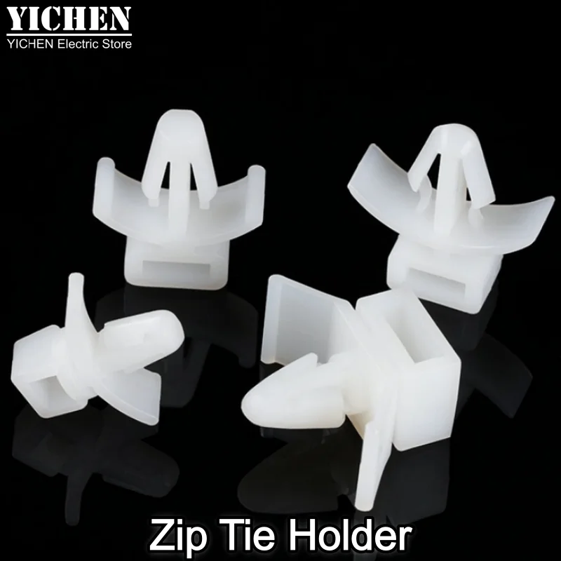 100pcs Nylon PA66 Cable Tie Mount Clamp Inverted Hook Fixing Wire Clip Holder for PCB Car Automotive 4.8-5.0mm Mounting Hole CCM