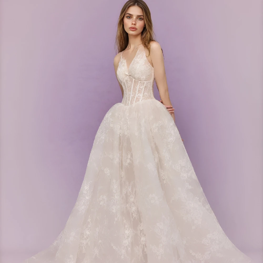 

ESBRIDE Floral Embroidered Wedding Dress Multi-layered Tulle Skirt Elegant Romantic Bridal Dresses Luxurious Evening Dress