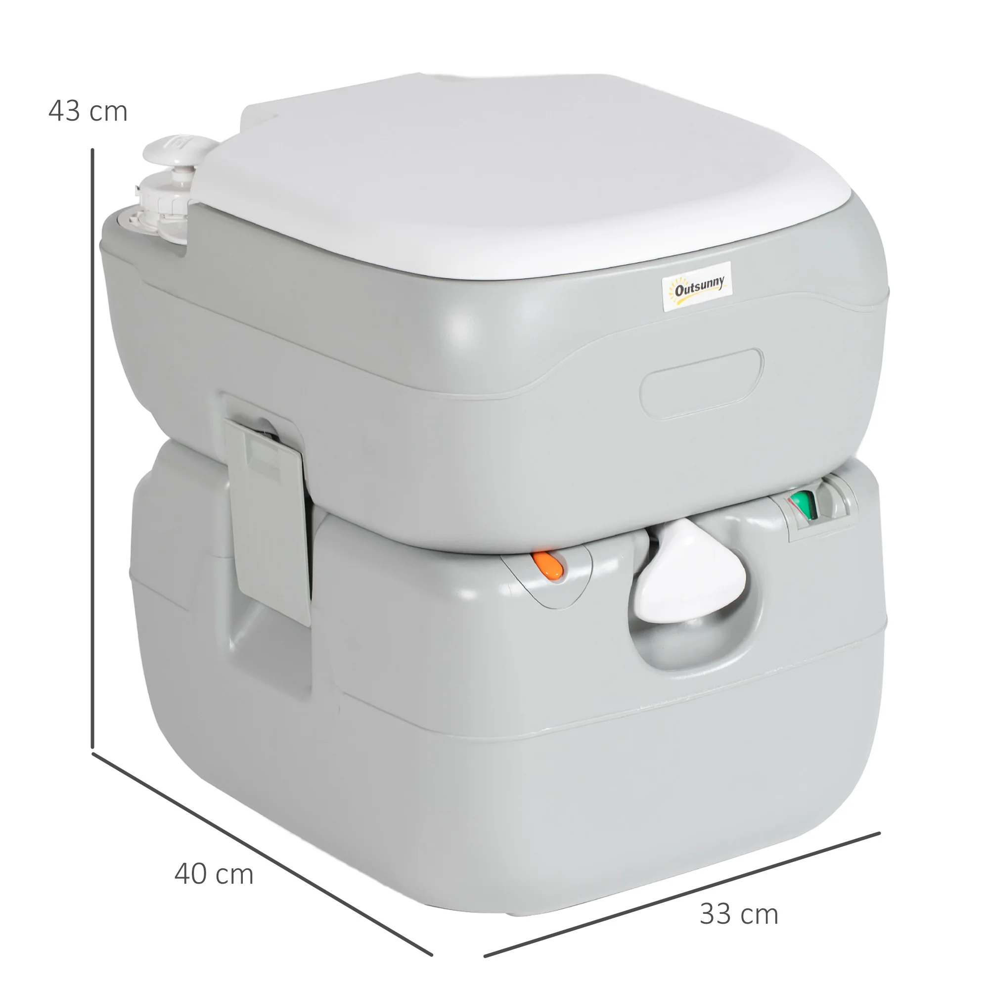 Outsunny Portable Toilet for Adults, 22L Camping Toilet with Seat, Lid and Anti-Leak Handle Pump, Hiking, Travel, RV, Grey