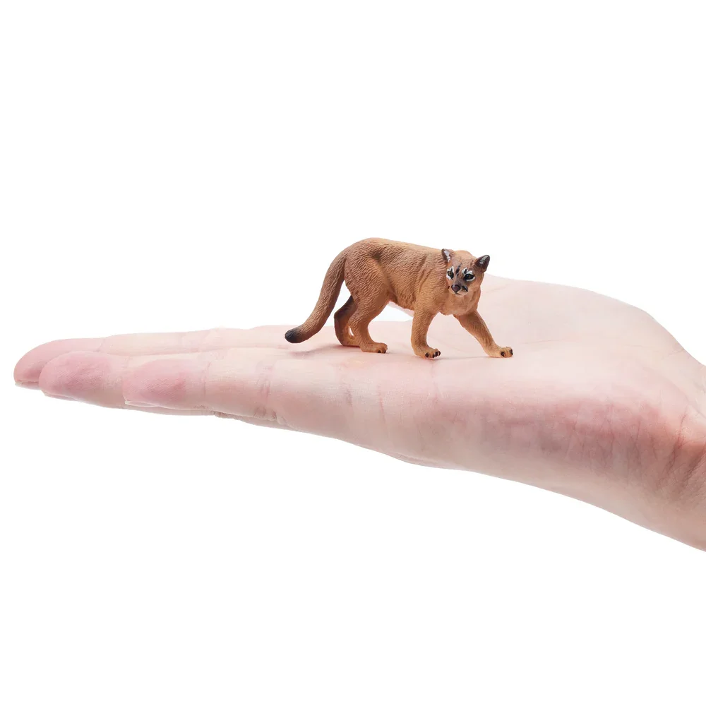 Toymany シミュレーションクーガー野生動物動物モデルおもちゃミニフィギュア人形アクション置物おもちゃ子供のギフトケーキ装飾