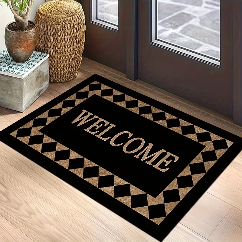 1pc Non Slip Welcome Doormat Machine Washable Soft Durable 100 Polyester Modern Home Decor Entryway Rug Fashion Comfort