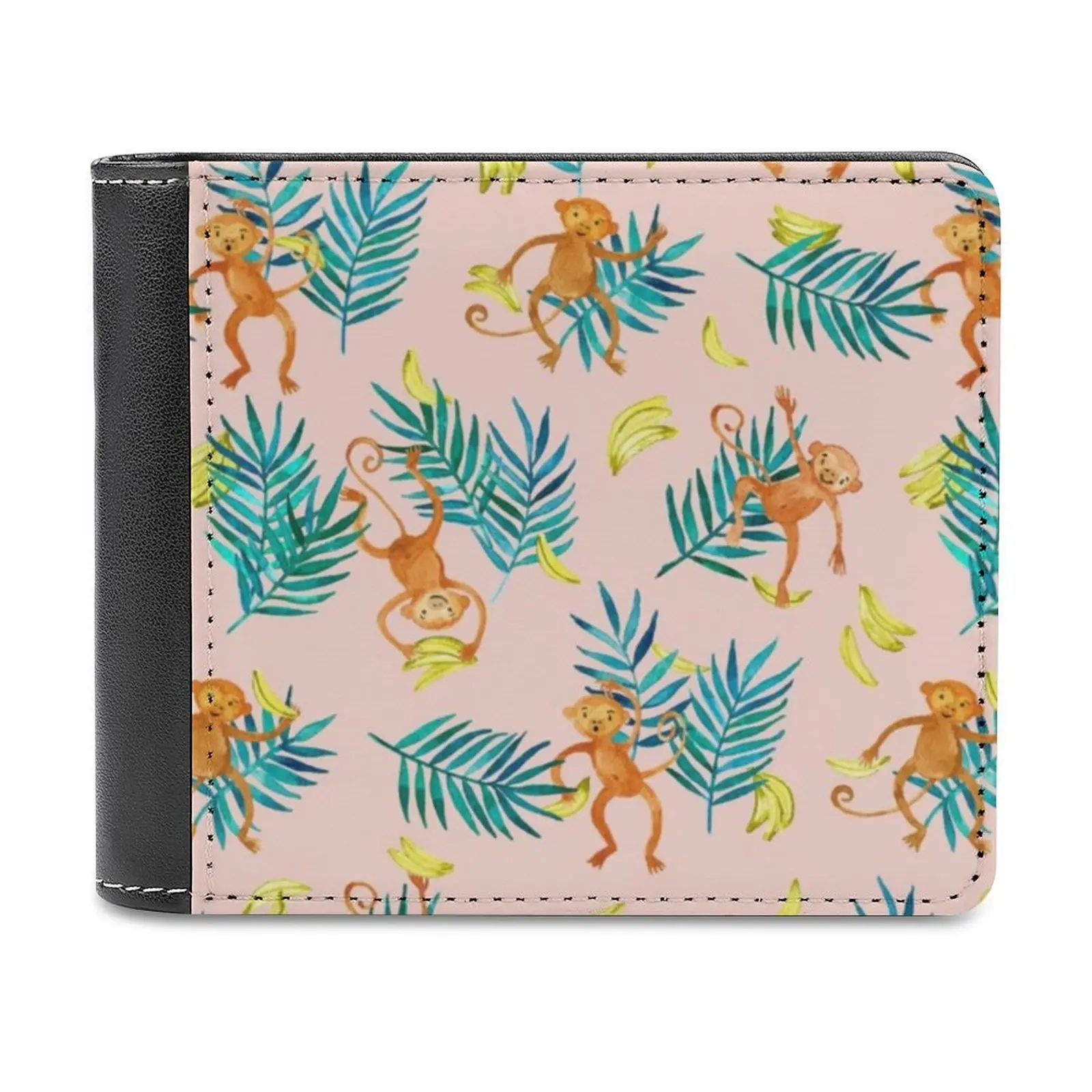 

Tropical Monkey Banana Bonanza On Blush Pink Business Men Wallets Small Money Purses New Design Dollar Price Top Wallet Monkey