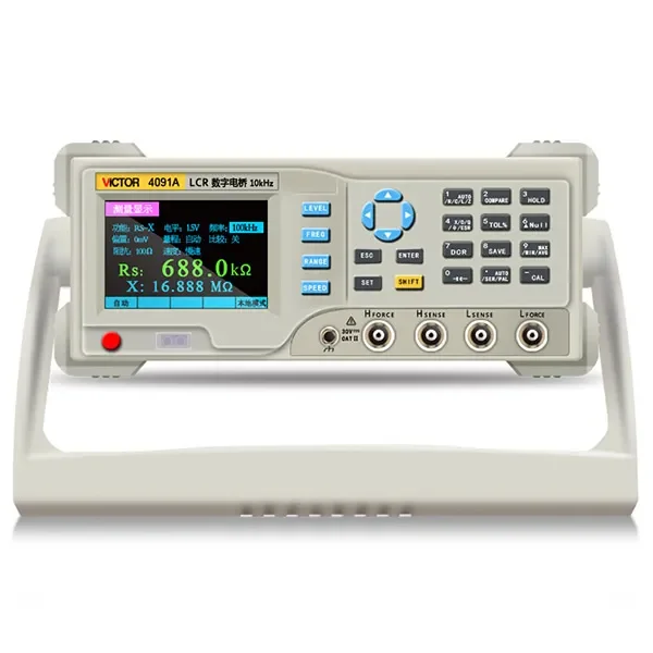 VICTOR 4091A 4091B 4091C Digital Bench-Type LCR Meter 10-10 KHZ Kelvin Clamp RS232 Interface