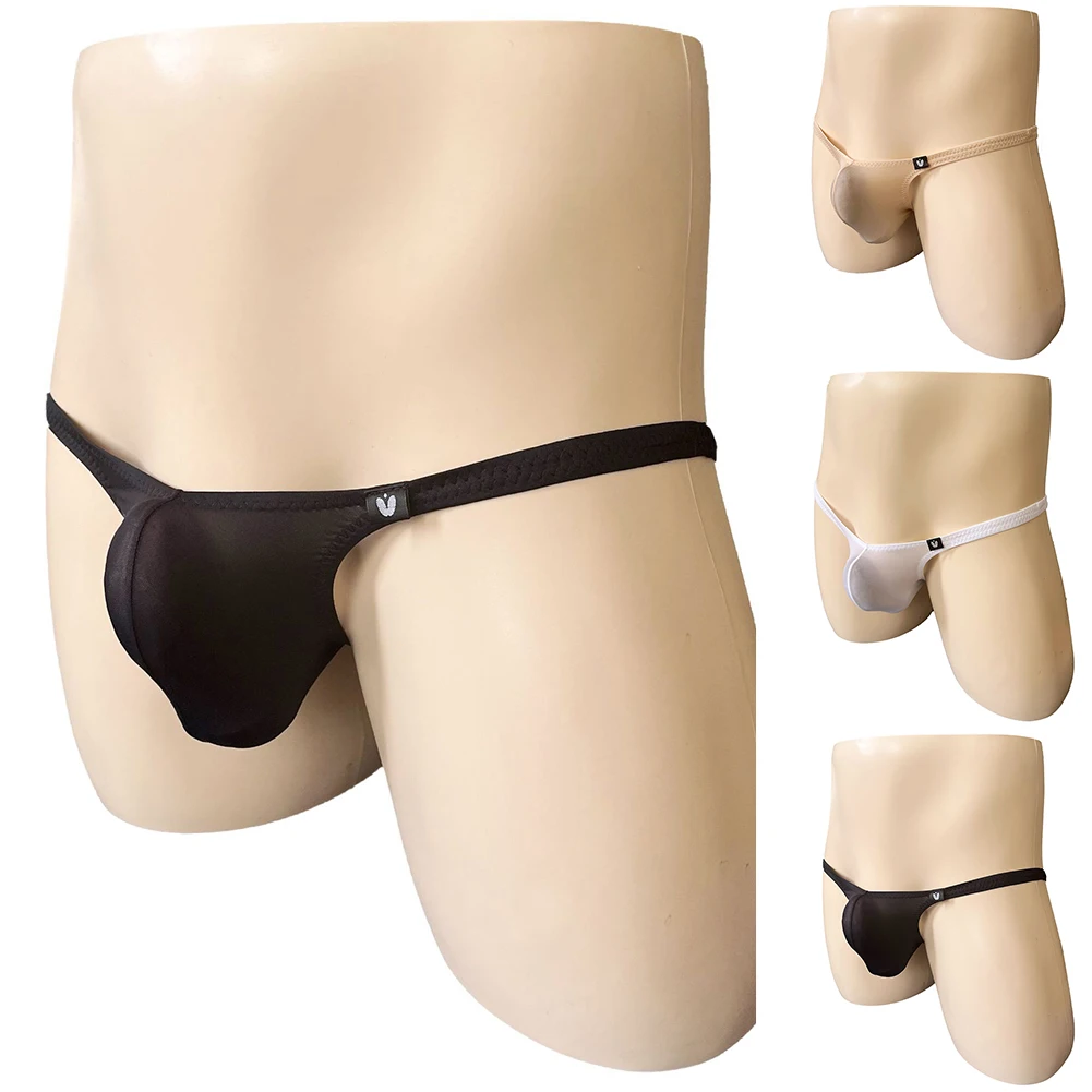 Men Sexy Lingerie Half-covered Underpants Buttocks Thong G-String Low Waist Briefs Elastic Underwear Gay Sissy Pouch Panties