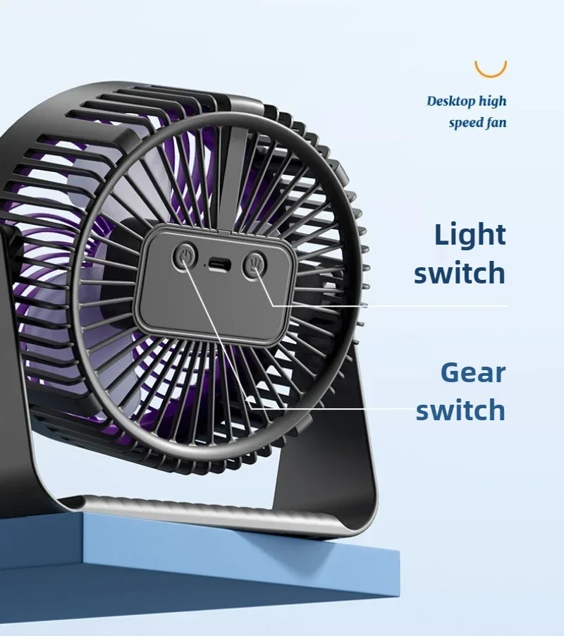 

Удобный настольный вентилятор-лампа 1000-1200 мАч с USB, высокой мощностью обдува и функцией радио для офиса и студенческого общежития