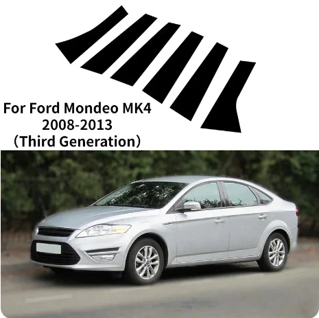 For Ford Fusion Mondeo window decoration with glossy black center pillar stickers from 2008 to 2023