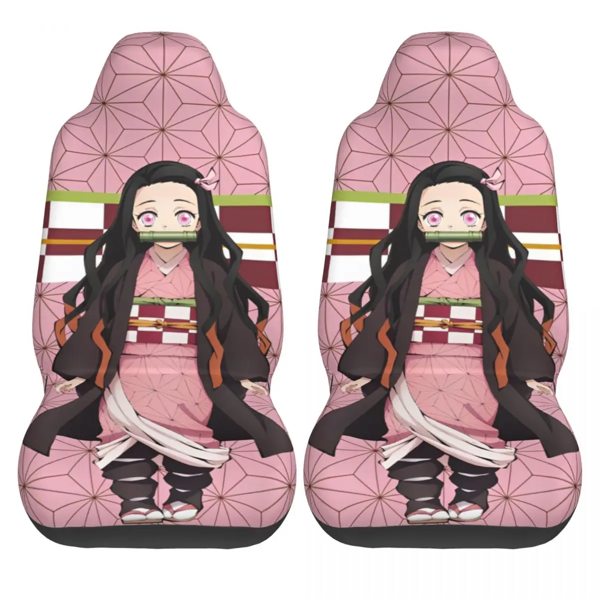 Demons Nezuko Kamado Universal Car Seat Cover Waterproof For SUV Slayers Print K-Kimetsu Anime Car Seat Covers Polyester Fishing