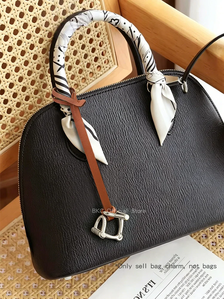 premium-cowhide-leather-metal-horsebit-bag-charm-elegant-luxury-handbag-pendant-accessory-for-women 