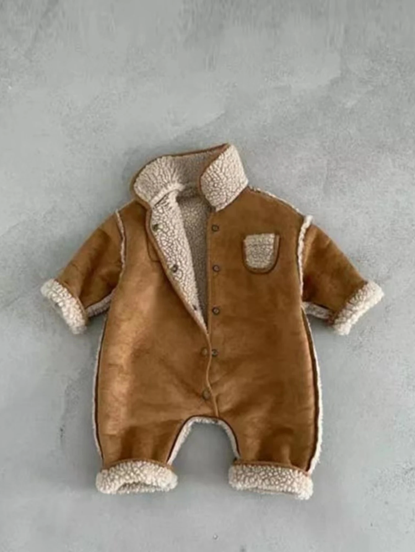 HY230198 رومبير شتوي على الطراز الكوري قطيفة نيسيي للأطفال ملابس لطيفة للزحف للأطفال الصغار ملابس شتوية للأولاد والبنات #4