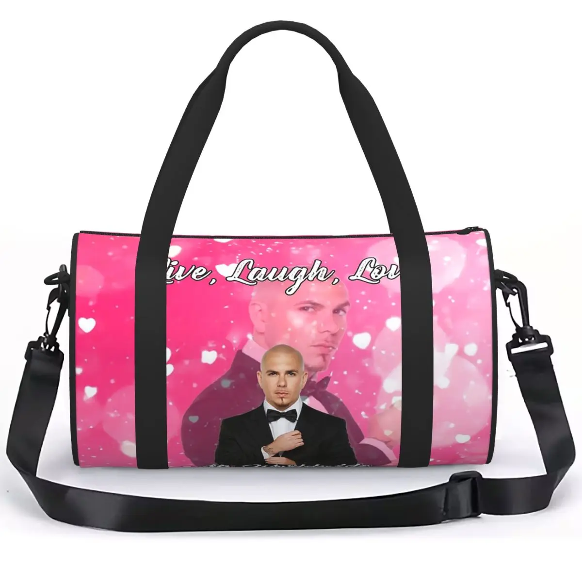 Mr. Worldwide Says To Live Laugh Love Pink Luggage Bag Large Capacity Duffle Tote Bag Handbags Gym Bags Fitness