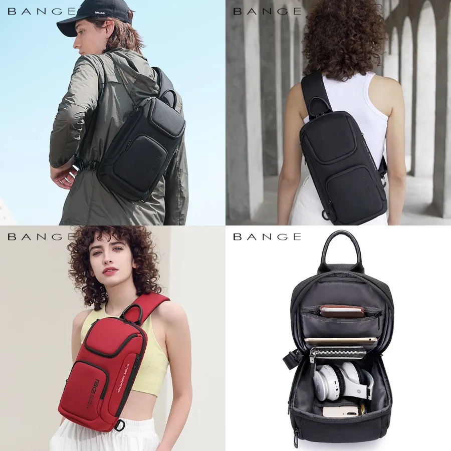 

【Новый стиль】Новая мужская сумка через плечо Bange в корейском стиле, функциональная нагрудная сумка, легкая деловая повседневная сумка - мужская сумка большой вместимости.