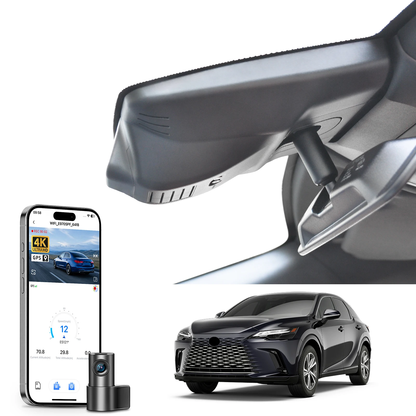 Mangoal Dedicated 4k Dash Cam For Lexus RX AL20 RX300 350 450h Dash Car Camera 2016-2026 GPS WiFi & APP Plug and Play DashCam