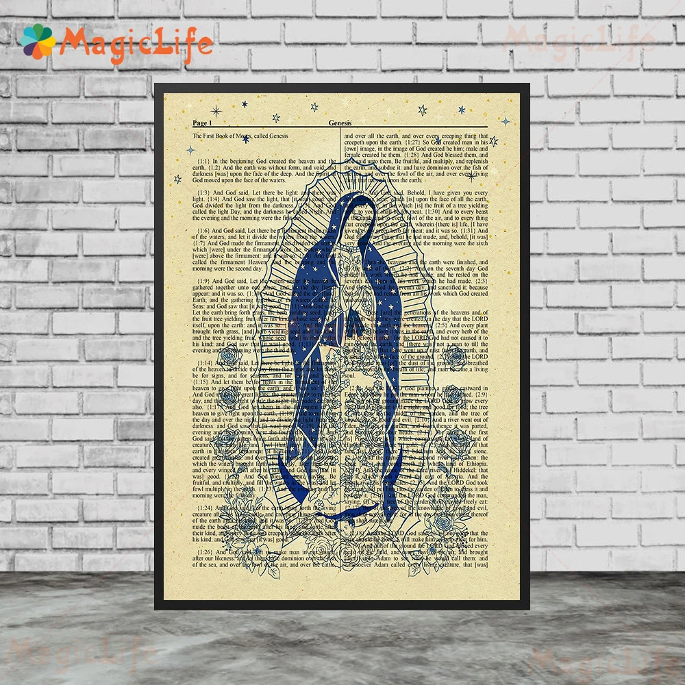 Virgin Mary Heart Jesus Bible Religion Posters Wall Pictures For Living Room Quotes Poster Wall Art Canvas Painting Unframed