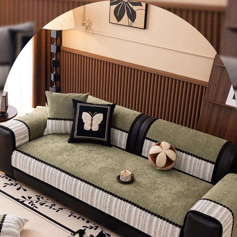 

Chenille Sofa Cover All Season Universal Anti Slip Couch Cushion Protector Sofa Scratches Cat Pets Kids Couch Slipcovers Home