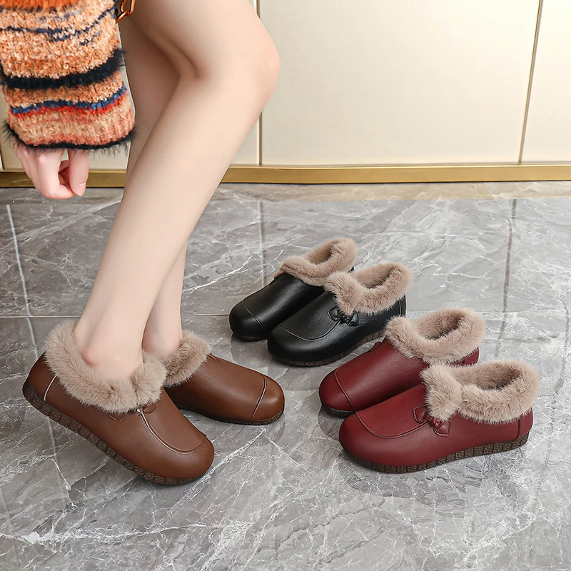 أحذية شتوية جديدة عصرية ومريحة للثلج للنساء، أحذية قصيرة للأمهات والأحذية القطنية غير الرسمية #3