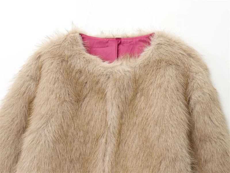 Guobioziy Women's Slim-Fit Faux Fur Coat 2026 Fall/Winter New Arrival French Casual Fashion Trend Luxury Classic Street Style