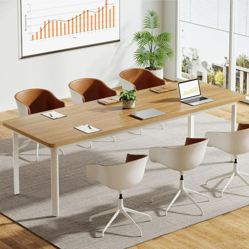 6.56 FT Modern Conference Table for 6 to 8 People, 78.74-Inch Long Wood Meeting Table for Office,Rectangular Modular Work Table