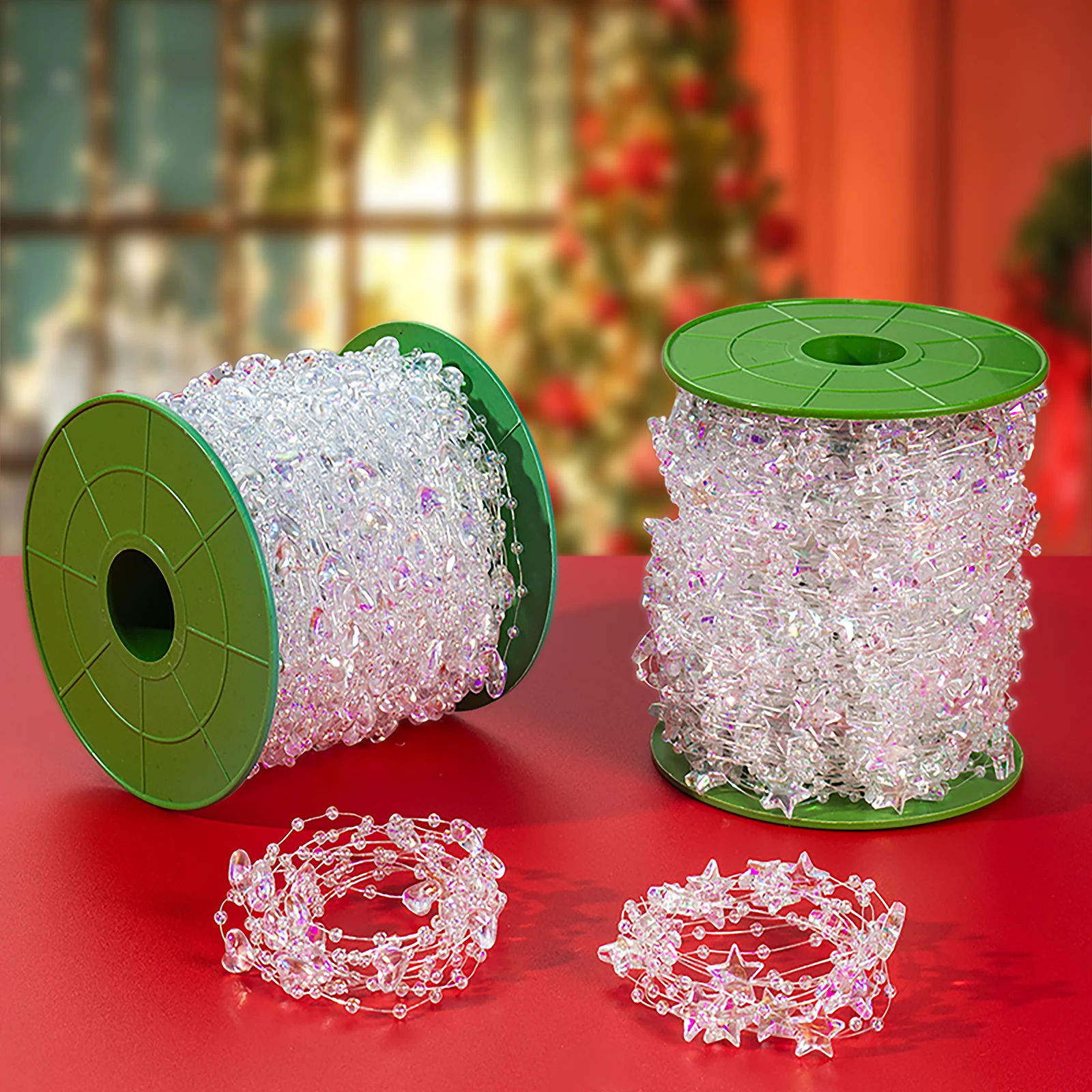 5 متر/16.4 قدم خيط صنارة الصيد سلسلة سلكية مع حبات القلب والنجمة ، إكسسوارات مجوهرات ذاتية الصنع لحفلات الزفاف ، شعر الزفاف ، قلادة #1