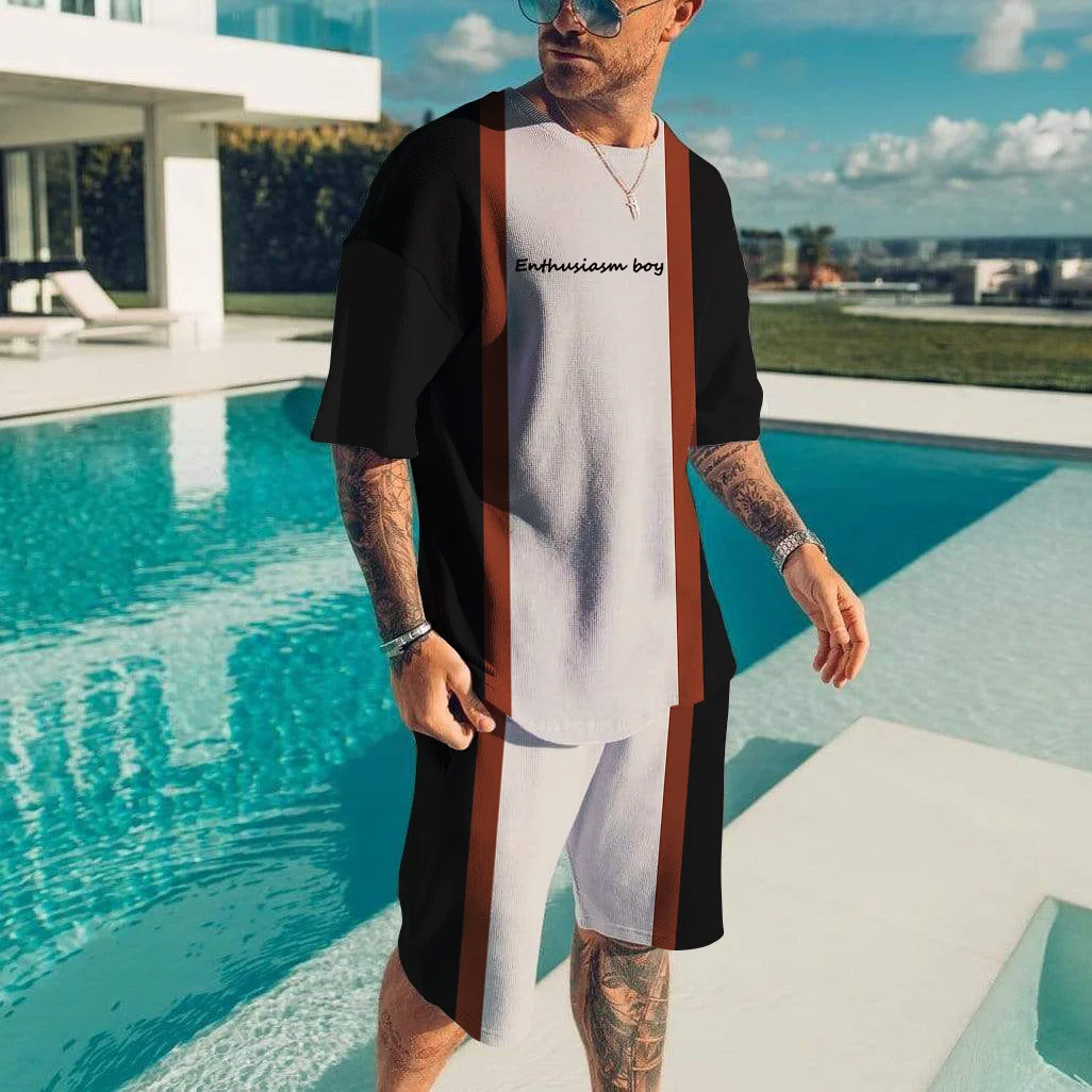 Summer New Fashion 2 Piece 3D Printed T-Shirt Shorts Loose Sportswear Breathable Men's Jogging Sports Suit Casual Male Set