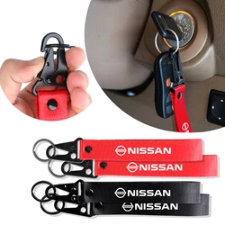 1Pcs 3D Car Styling Metal Nylon Ribbon Webbing Strap Keychain KeyRings For Nissan Qashqai J11 J10 X-trail T32 Juke Altima Nismo